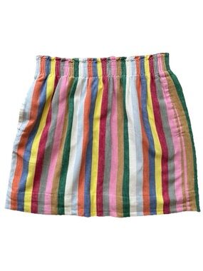 J.Crew Factory Rainbow Stripe Linen Mini Skirt Size 2 Multicolor Summer